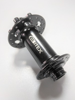 Втулка Bitex BX211F15-110BK BOOST для MTB, передняя, под сквозную ось 15 мм, ширина 110 мм, дисковый тормоз на 6 болтов, 32 спицы, 2 промподшипника 6903, Чёрный цвет, 150±5 грамм
