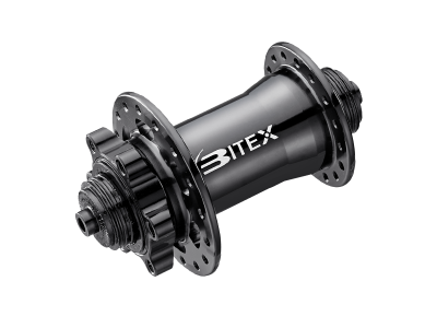 Втулка Bitex BX207F32H-15-100BK для MTB, передняя, под сквозную ось 15 мм, ширина 100 мм, дисковый тормоз на 6 болтов, 32 спицы, 4 промподшипника 6804, Heavy Duty, чёрный цвет, 216±5 грамм