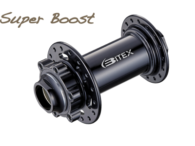 Втулка Bitex BX213F32H-20-110BK DH BOOST для MTB, передняя, под сквозную ось 20 мм, ширина 110 мм, дисковый тормоз на 6 болтов, 32 спицы, 2 промподшипника 6805, Чёрный цвет, 180g±5 грамм