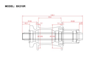 Втулка Bitex BX210R28H-12-148STBK_ShMS BOOST для MTB с барабаном Shimano Micro Spline 12s, задняя, под сквозную ось 12 мм, ширина 148 мм, стальная ось-адаптер, дисковый тормоз на 6 болтов, 28 спиц, 5 промподшипников (6902*2+6802*3), Чёрный цвет, 460±5 гра - вид 5 миниатюра