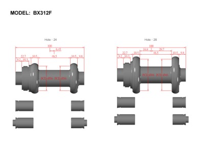 Втулка Bitex BX312F24H-12-100BK для GRAVEL, передняя, под сквозную ось 12 мм, ширина 100 мм, дисковый тормоз CenterLock, 24 спицы, 2 промподшипника 6803, Чёрный цвет, 105±5 грамм - вид 3 миниатюра