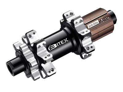 Втулка Bitex BX402R28H-12-148STBK_SRXD BOOST для MTB с барабаном SRAM XD, задняя, под сквозную ось 12 мм, ширина 148 мм, стальная ось-адаптер, дисковый тормоз на 6 болтов, 28 спиц, 4 промподшипника (6903*2+6802*2), Чёрный цвет, 320±5 грамм - вид 1 миниатюра