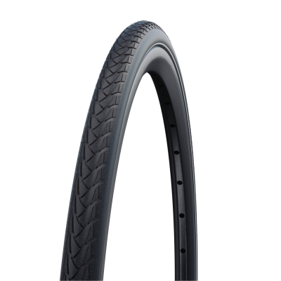 Велопокрышка Schwalbe MARATHON PLUS WHEELCHAIR Evolution Line 24 x 1.00 арт. 10282440.02, 67 EPI, 500 грамм, проволочный корд, компаунд Black N Roll, SmartGuard, камерная, цвет Black-Reflex, ETRTO 25-540, давление 6.0-10.0 Bar (85-145 psi) - вид 1 миниатюра