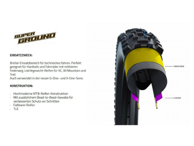 Велопокрышка Schwalbe Wicked Will Evolution Line 29 x 2.40, арт. 11654329, 67 EPI, 830 грамм, фолдинговая, компаунд ADDIX Soft, Super Race, бескамерная технология TL Easy, цвет Transparent Sidewall, ETRTO 62-622, давление max 3.50 Bar (max 50 psi) - вид 3 миниатюра